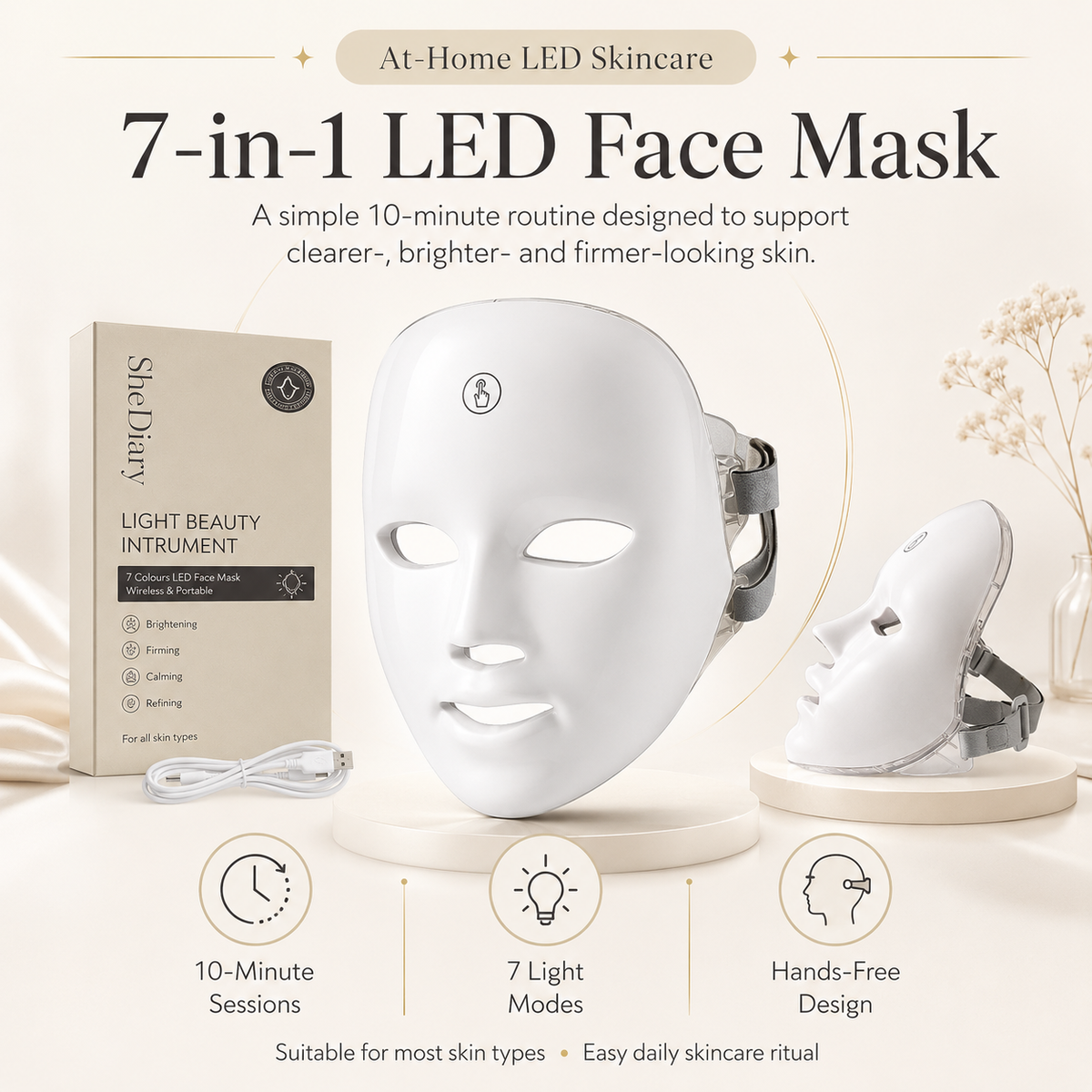 Zenoira Glow Mask™ | 7-Colour LED Light Therapy Face Mask + Brightening Serum Kit